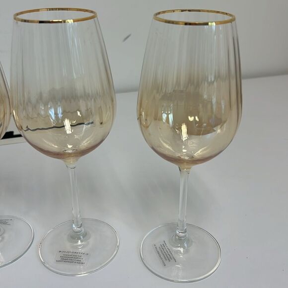 Anthropologie Waterfall Wine Glass Gold Yellow - Picture 3 of 7